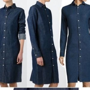 Polo Ralph Lauren Blue Fitted Denim Shirt Dress Sz 10